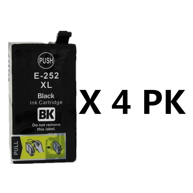 

4 Black Ink Cartridges 252XL 252 Compatible for Workforce WF 3620 3640 7610 7620 7110 Printer