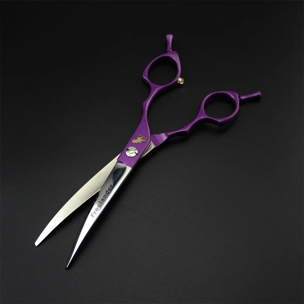 Высокое качество Япония 440C 6,5 дюймов профессиональные ножницы для домашних животных для ухода за собакой прямые филировочные изогнутые ножницы+ расческа Прямая поставка - Цвет: FL-601 purple