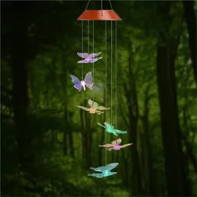 Светодиодный светильник на солнечной батарее с Жужжащей птицей, романтический светильник с колокольчиком, меняющий цвет, для патио, двора, сада, светильник