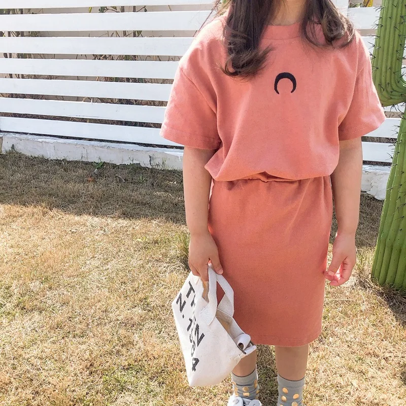 

2019 Summer New Arrival korean style clothing sets short sleeve T-shirt with all-match skirt fashion suit for cute baby girls