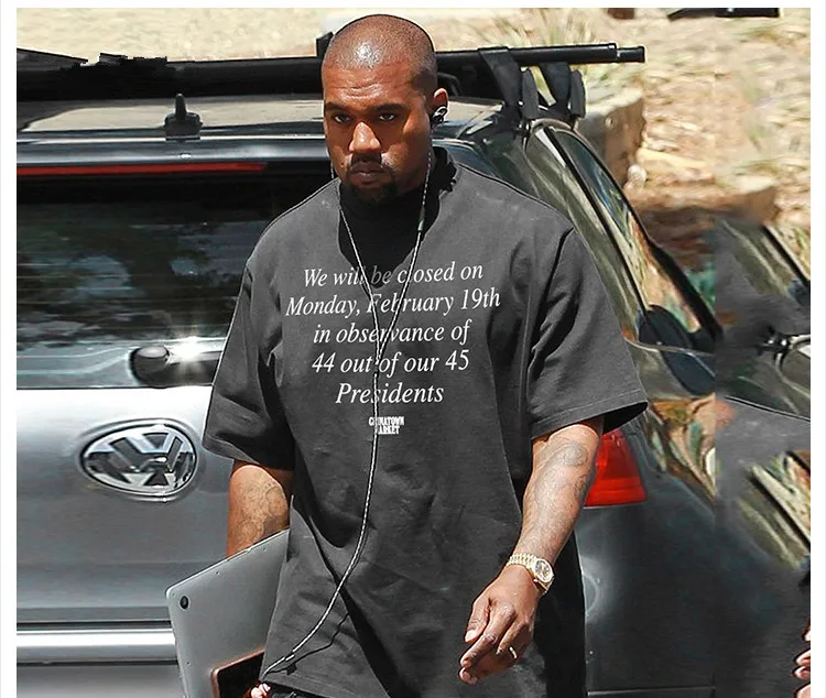 Kanye West футболка с принтом букв уличный тренд сплошной цвет круглый вырез свободные с коротким рукавом топы хлопок большой размер футболка