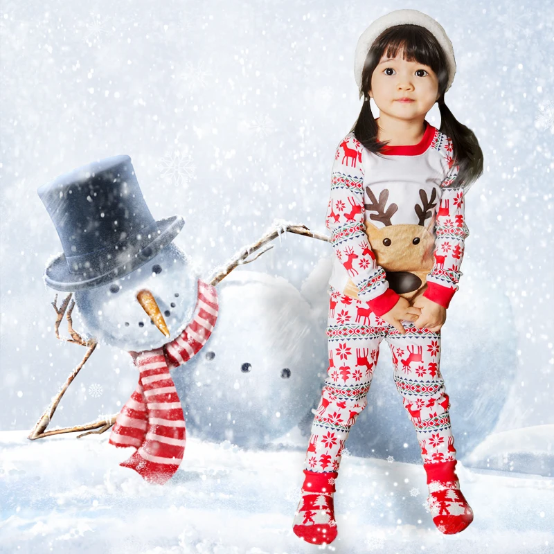 2pcs/Set Newborn Baby Christmas Outfit New Year Cartoon Pajamas Clothing Set Long Sleeve Elk Embroidery Print T-shirt Pants Suit 2pcs/Set Newborn Baby Christmas Outfit New Year Cartoon Pajamas Clothing Set Long Sleeve Elk Embroidery Print T-shirt Pants Suit