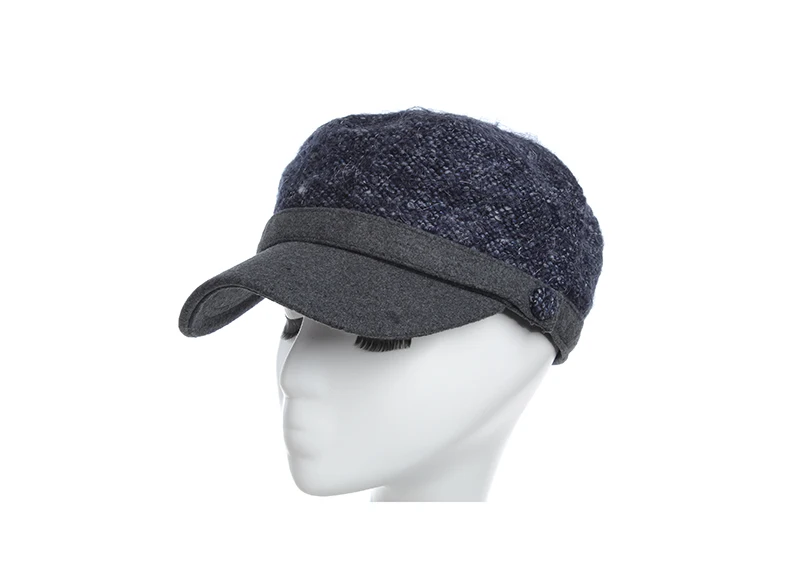 Шляпы для женщин женские осенние зимние модные Восьмиугольные шляпы зимние уличные шляпы для женщин Женская Вязаная Шерстяная кепка газетчика - Цвет: Navy Blue