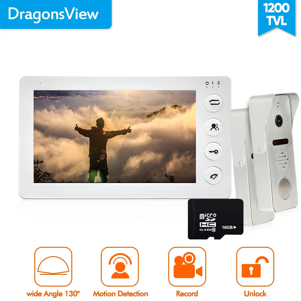 Dragonsview Wide Angle Video Door Phone Intercom Doorbell Camera Recorder HD 1200TVL 7 Inch Indoor Monitor for Private House Dragonsview Wide Angle Video Door Phone Intercom Doorbell Camera Recorder HD 1200TVL 7 Inch Indoor Monitor for Private House