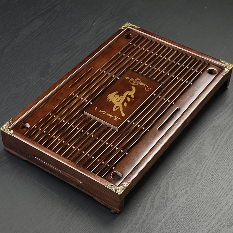  Solid wood tea tray Drainage water storage kung fu tea set Drawer tea room board table Chinese tea 
