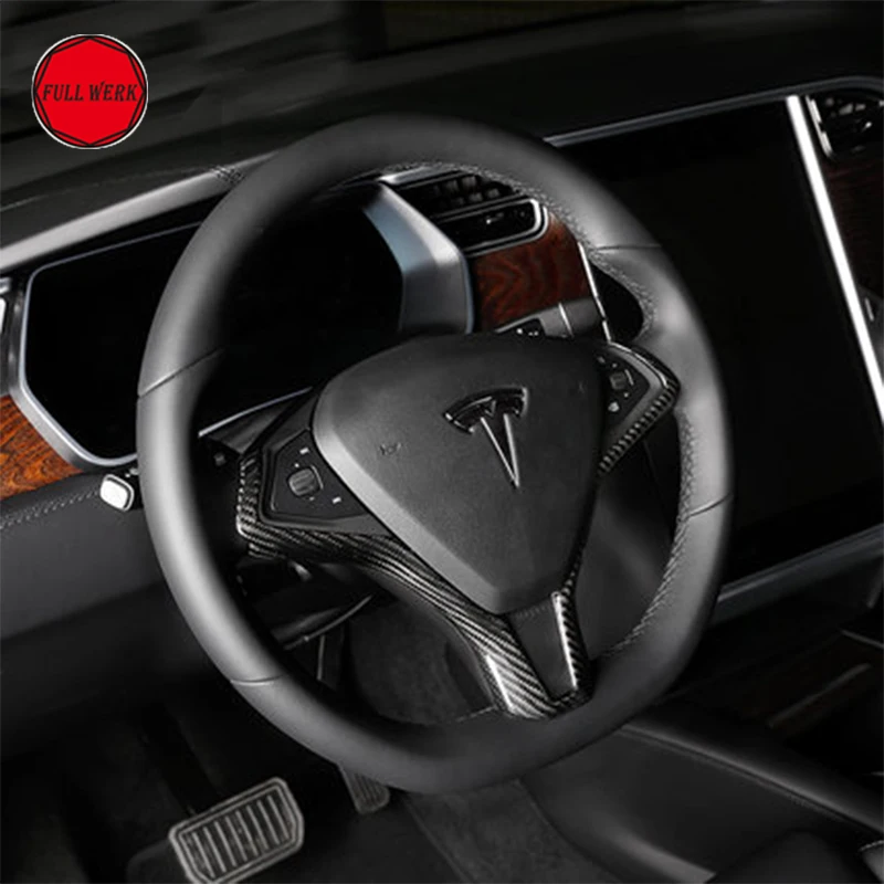 Us 145 82 5 Off Carbon Fiber Car Steering Wheel Insert Trim Frame Cover For Tesla Model S X 2016 2017 Steering Wheels Cover Interior Mouldings In