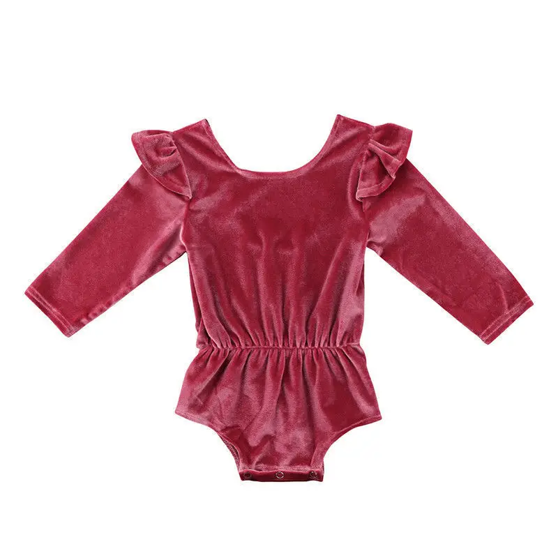 Infant Toddler Baby Girls Velvet Clothes Rompers Jumpsuit Outfit