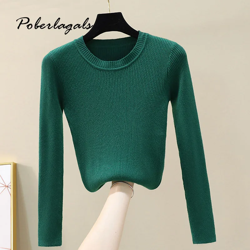 Новинка, осенне-зимний мягкий пуловер с круглым вырезом, свитера для женщин, рубашка первоклассника с длинным рукавом, короткий корейский облегающий свитер