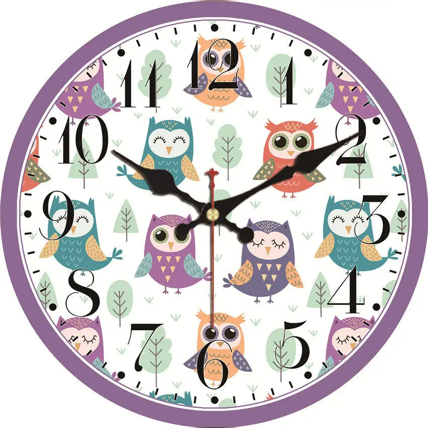 С рисунком милой собаки настенные часы, 12 дюймов круглые настенные деревянные картона часы, современные настенные часы для домашнего декора, бесшумный и не тикают - Цвет: Wall Clock 25