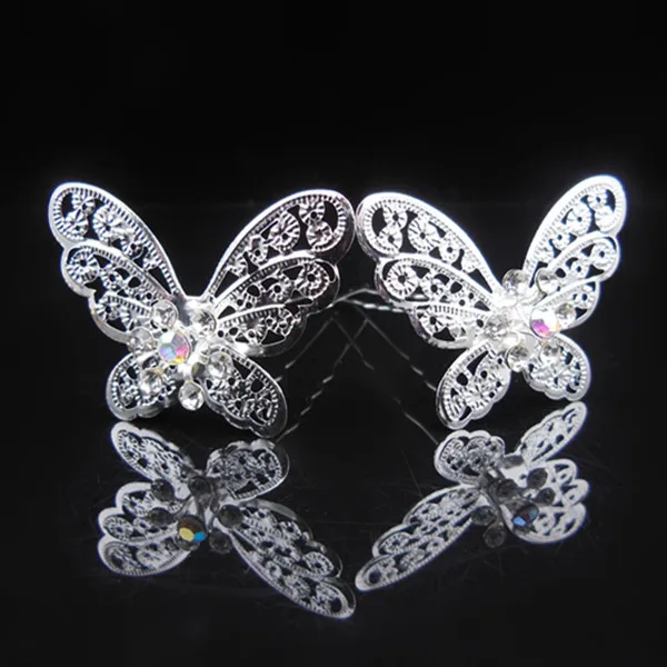 60 Pcs Bridal Butterfly Rhinestones Crystal Prom Wedding Headband Hair Pins Hair Clips