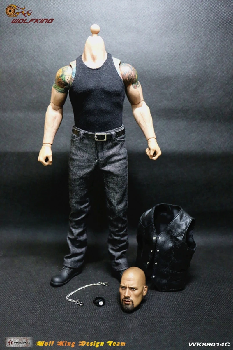 1/6 Scale The Fate of the Furious Jason Statham/Vin Diesel /Dwayne Johnson head and Racing clothing set for man male Body 