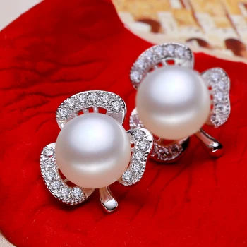 

Eternal wedding Women Gift word 925 Sterling real The Natural Pearl Earrings 925 Sterling Genuine Earrings women