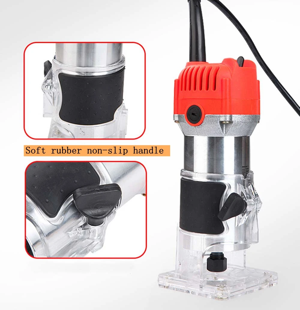 Electric Trimmer 650W Durable Copper Motor Carving Machine 6.35mm Electric Woodworking Trimmer Power Tool Wood DIY