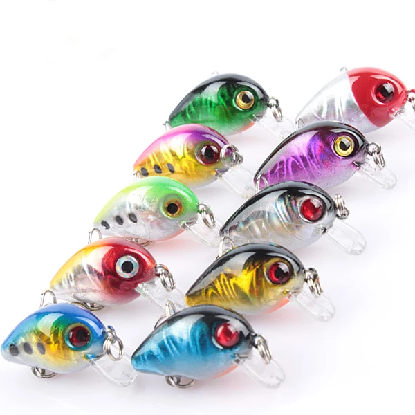 

10pcs/lot Crank Bait Hard Pesca Fishing Lure Artificial Bait 3cm 1.5g Wobbler Swimbait Crankbait Hook
