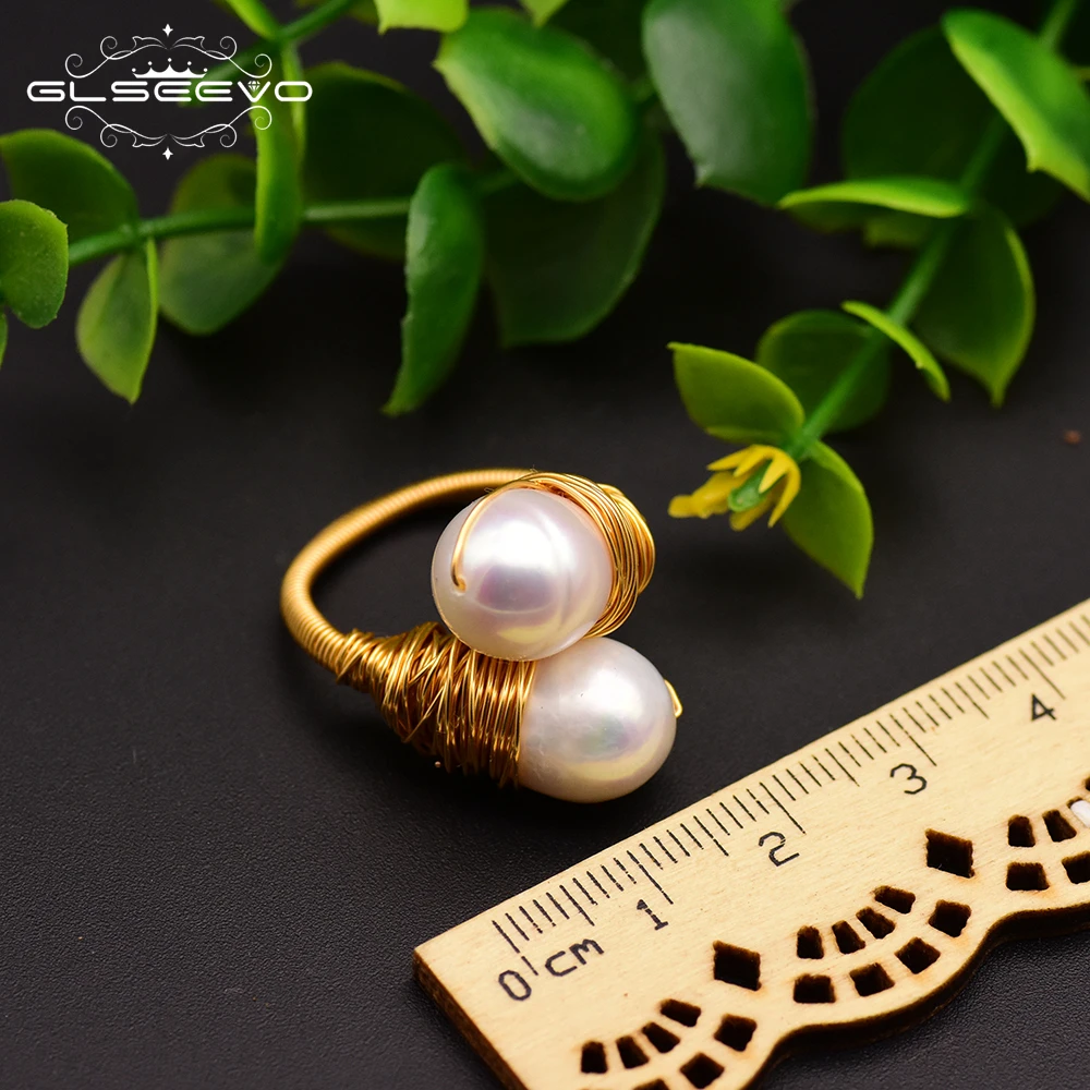 Tanie GLSEEVO ręcznie robione naturalne barokowy wody słodkiej perła regulowany pierścień dla kobiet niestandardowe ślub zaręczyny Party Fine Jewelry GR0226