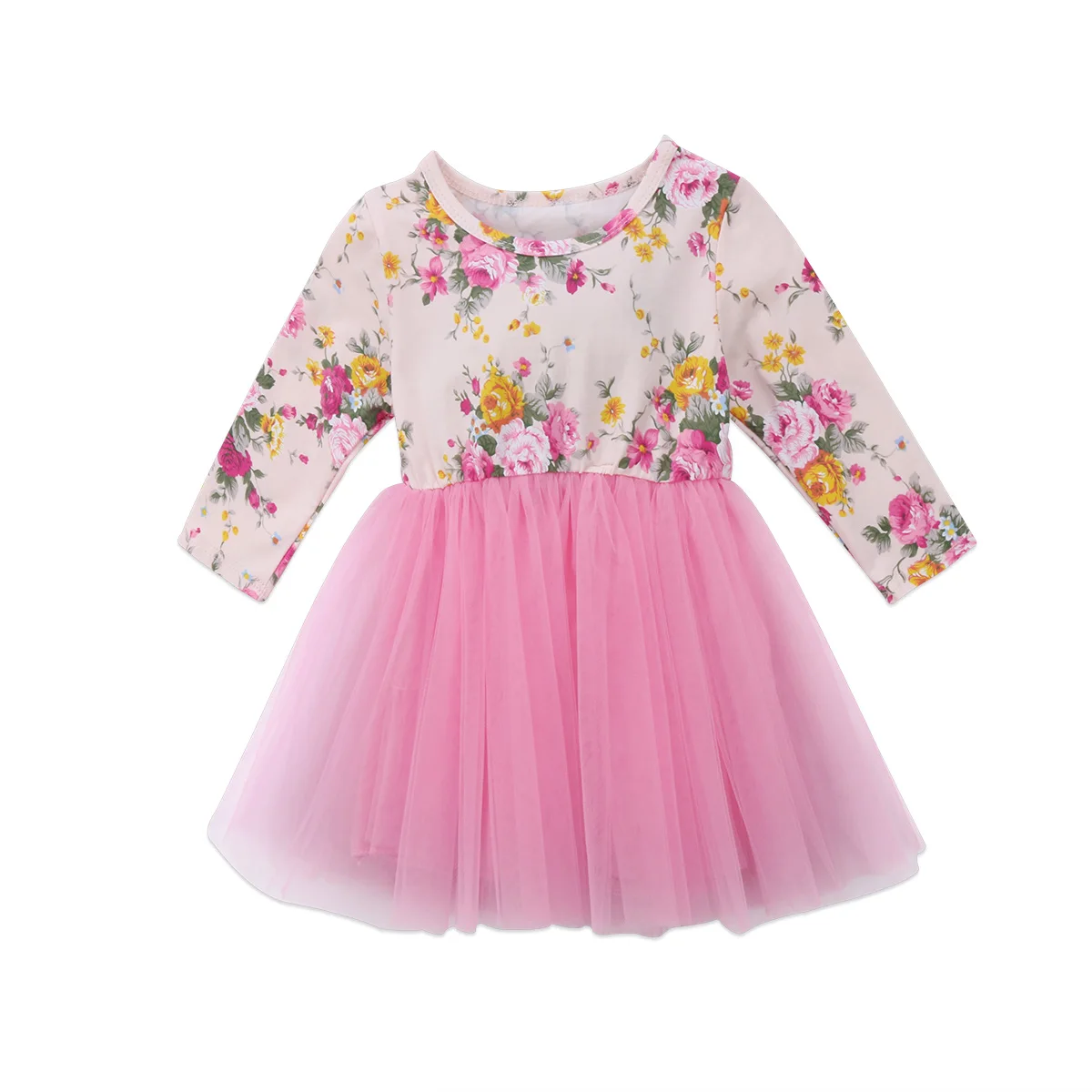 Newborn Toddler Baby Girls Ribbon Belt Dress Tulle Long Sleeve Baby ...