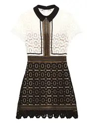 Брендовые новые женские летние кружевные платья с отложным воротником женские тонкие узкие платья с коротким рукавом мини-платье из