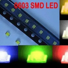 100pcsx5 цвета = 0603 шт. 500 ультра яркий SMD светодио дный LED красный, зеленый, синий, белый, желтый комплект