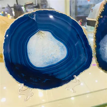 

15cm oversized Large BLUE Agate Slice Geode Polished Crystal Quartz 1pc