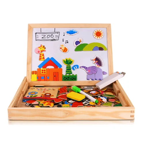 

Puzzle Toys Children Multifunctional Wooden Magnetic Pretend Play Toy For Kid Brinquedos Jigsaw Baby's Erasable Drawing Board