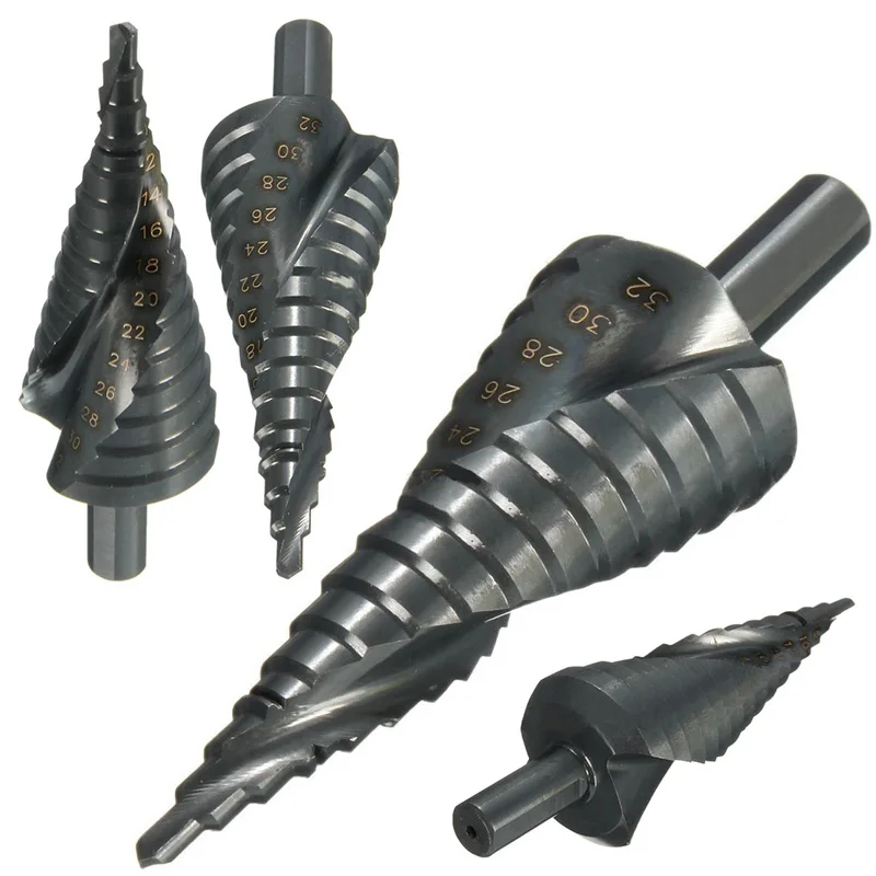 Black Speed Steel Titanium Step Spiral Drill Groove Conical Cone Drills