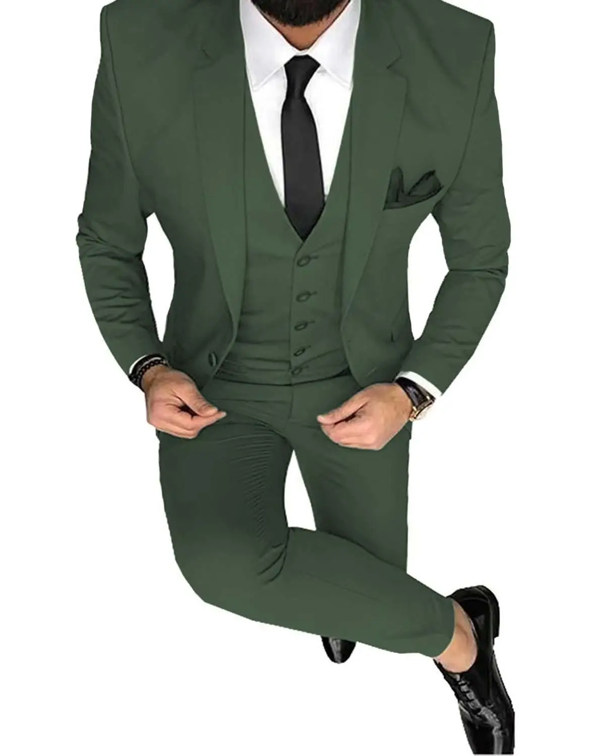 hunt green Модный Мужской приталенный Блейзер зеленого и синего цвета из 3 предметов, Классические Вечерние смокинги для жениха(Блейзер+ жилет+ брюки), новинка - Цвет: hunt green