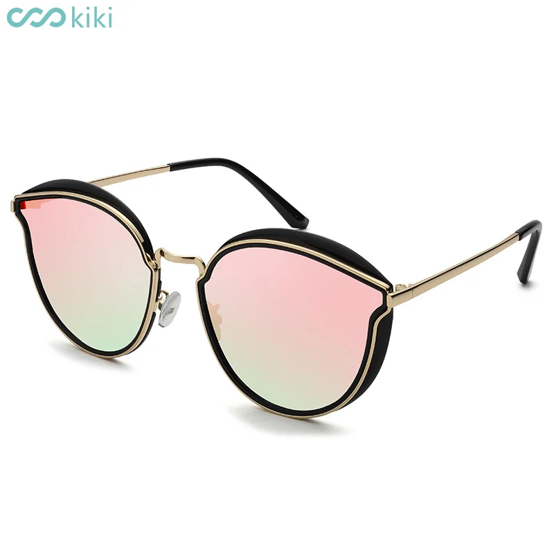 KIKI кошачий глаз солнцезащитные очки женские поляризационные женские новые винтажные Роскошные брендовые дизайнерские женские ретро очки для вождения черные UV400 Солнцезащитные очки - Цвет линз: Rose Gold