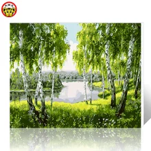 Картина в рамке, Декор для дома, картина, сделай сам, холст, ручная роспись, украшение дома, пейзаж, китайская фабрика, Прямая