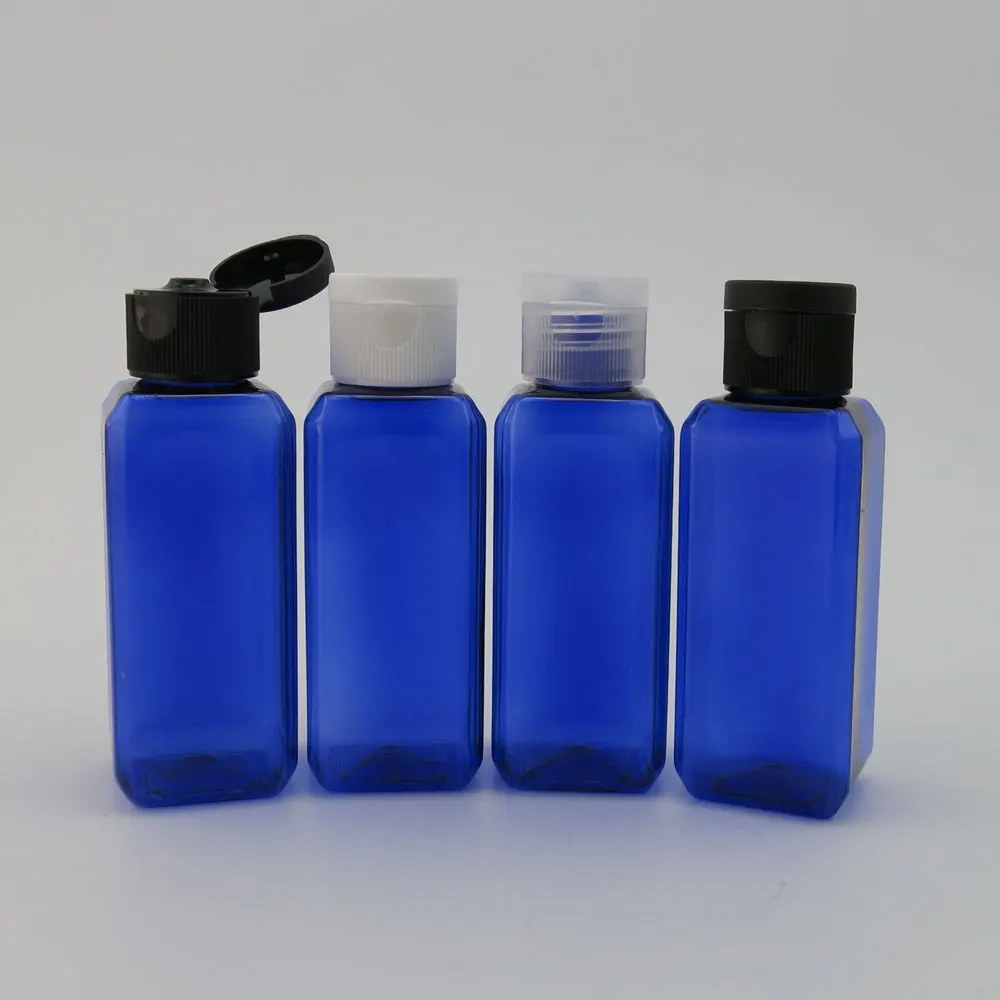 

100 X 50ML Blue Square Hotel Shampoo Bottle with Flip Top Cap