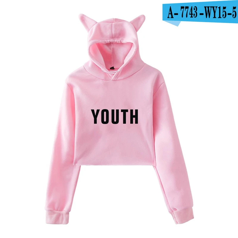 Shawn Mendes Cat Ear Cropped Hoodie Canada Popular Singer Pullover Moletom Oversized Shawn Mendes Clothes Long Sleeve Kpop