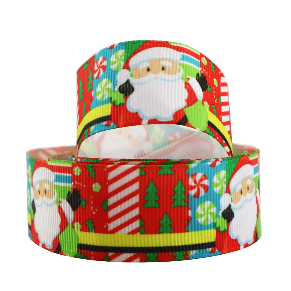 CHRISTMAS SNOWMAN PATCHWORK 1/" GROSGRAIN RIBBON 25MM