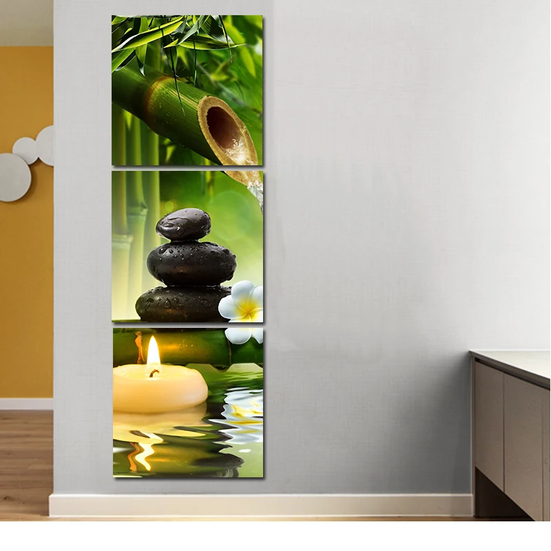 Goodecoration 3 панели настенная живопись спа камень бамбук Zen картина украшение для