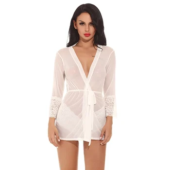 

Bathrobe Women Bridesmaid Robes Soft Sexy Short Kimono Robe Home Dressing Gown Long Sleeve Wedding Babydoll Peignoir