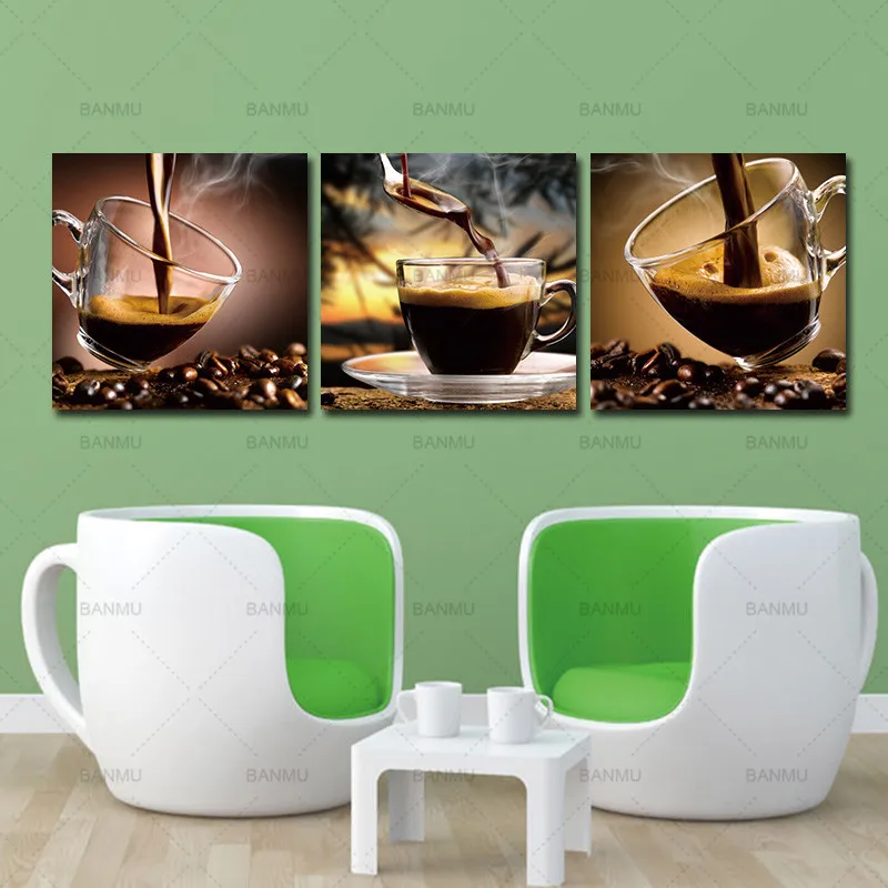 

Coffee Canvas Wall Art Painting home Coffee Cup Triptych Canvas Art coffee Bean Photo Print on Canvas 3 Piece Artwork Painting