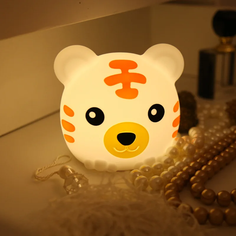 Colorful-tiger-silicone-night-light-Bedroom-creative-dream-bedside-table-lamp-Charging-pat-light