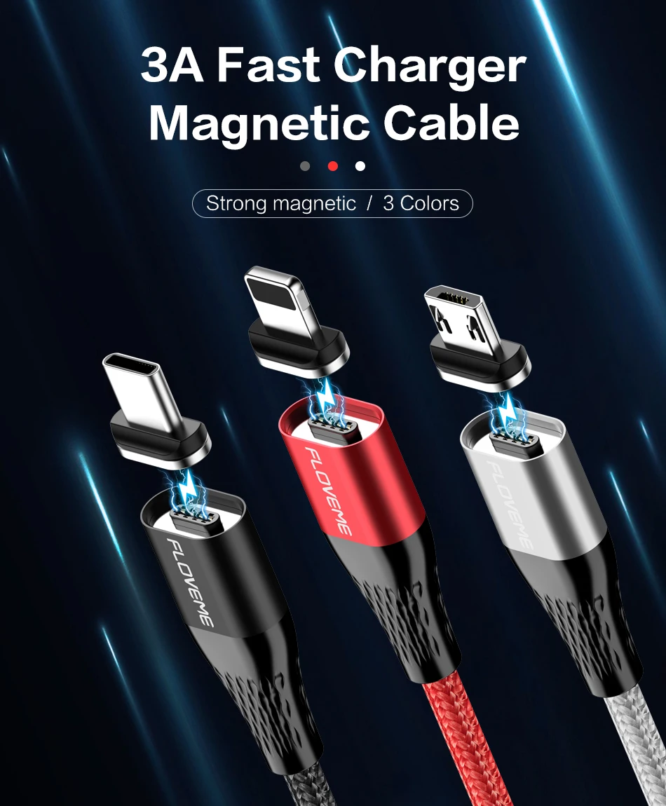 Магнитный кабель FLOVEME Micro USB для быстрой зарядки, Магнитный адаптер для зарядки и передачи данных для мобильного телефона samsung Xiaomi, провод 3