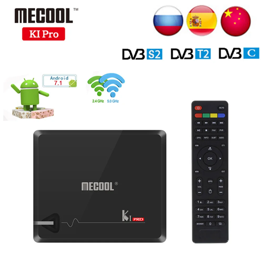 

MECOOL KI PRO Android 7.1 TV Box K1 pro Amlogic S905D Quad Core 64 bit DVB-T2 DVB-S2 DVB-C 2G 16G Set Top Box NEWCAMD