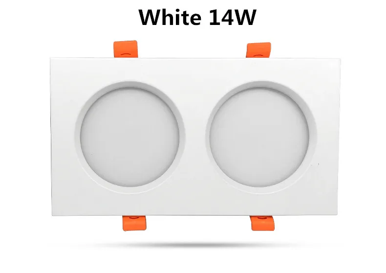 Двойная квадратная светодиодная решетка 7 Вт 14 Вт лампы для потолочных панелей 85-265 в 4000 к потолочный светильник утопленное внутреннее коммерческое освещение черный - Испускаемый цвет: White Double 14W