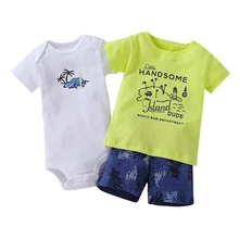 2018 Venda Quente Limitado Varejo Crianças Para Bebes Meninos & Meninas Roupa de Verão, bebê Kaka (corpo + Corpo Curto) 3. projeto da paisagem