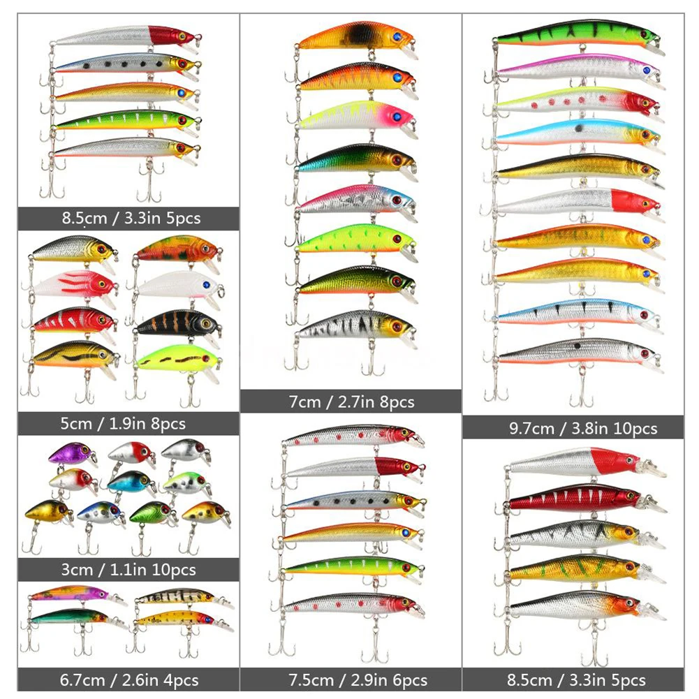 56 шт. рыболовные приманки набор Смешанная приманка для Пескарей комплект рыболовный воблер снасти Пластиковые жесткие приманки рыболовные аксессуары для воблера