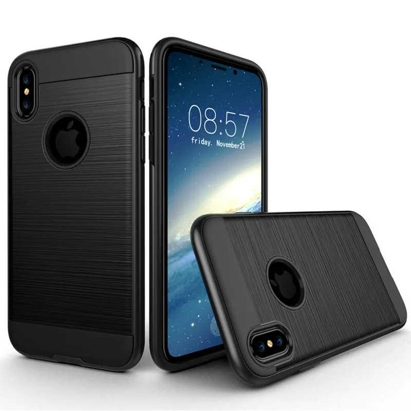 Для iPhone 8 7 6 S Plus X случае Роскошные Матовый Гибридный Броня PC + Мягкая силиконовая