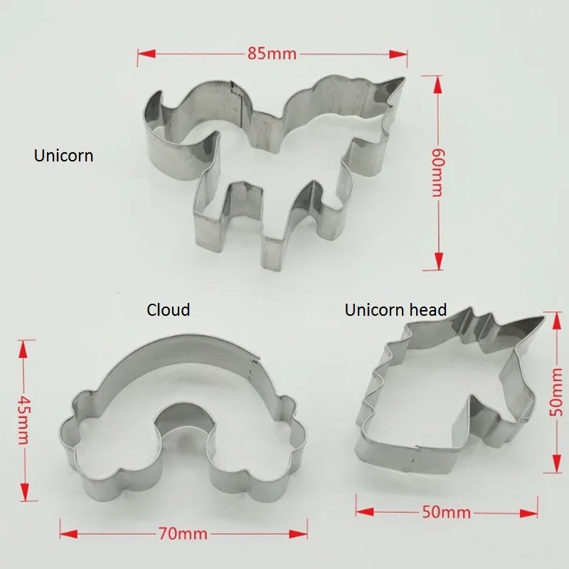 Нержавеющая сталь помадка форма для печенья Фламинго колючая груша ананас Единорог облако формочка для печенья кухонный инструмент - Цвет: 3Pcs
