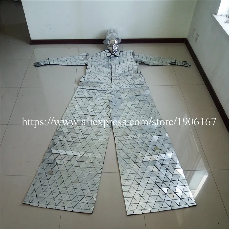 Mirror Clothing Event Party Supplies Mirror Design Dazzling Fashion Costume Men Women Street Art Reflective Clothes Robot Suit03