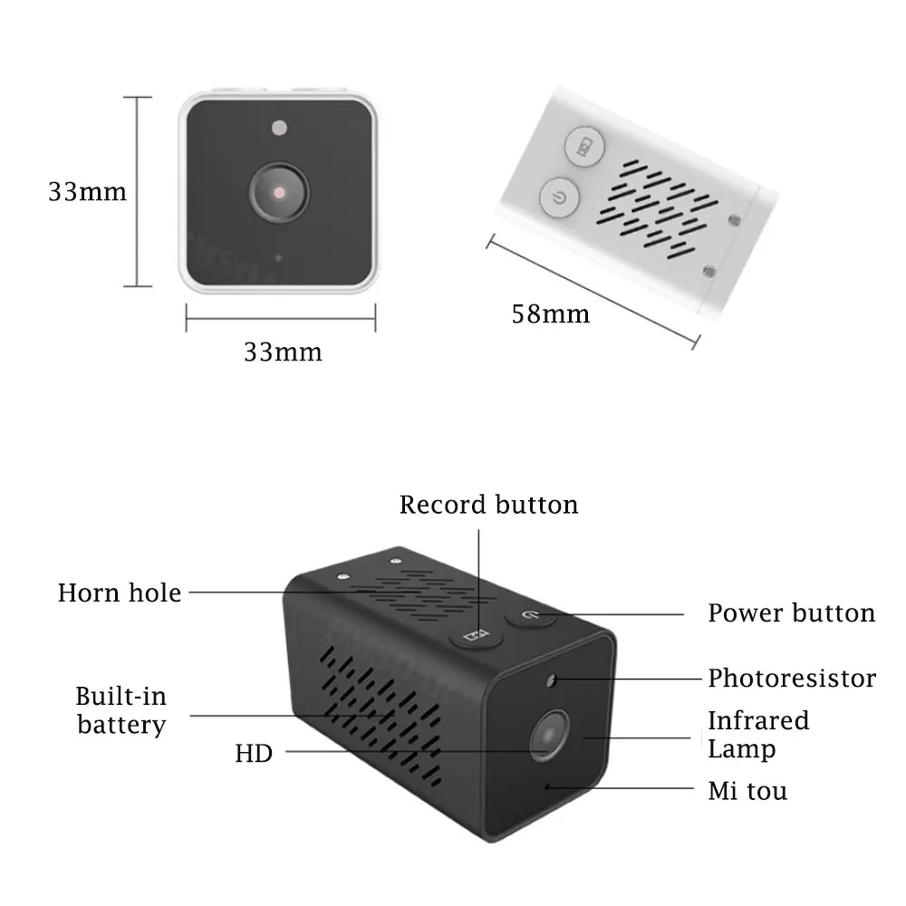 Мини Wi-Fi камера 1080P двухстороннее аудио 120 градусов широкий обзор батарея беспроводная ip-камера безопасности домашний CMOS датчик рекордер камера P2P