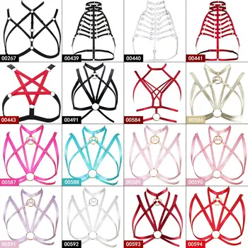 

Strappy Harness Bra Women Body Cage Bralette Crop Top Full Bra Garter Belt Adjust Steampunk Goth Bondage Lingerie Set Festival