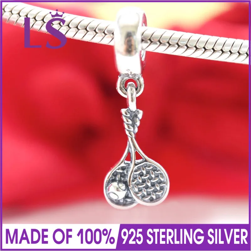 

LS Fits Original Charms Bracelet berloques Jewelry Making 925 Sterling Silver DIY Beads TENNIS SILVER Dangle Charms Z