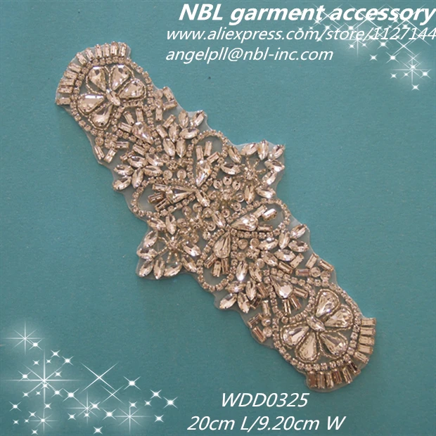 

(30PCS) Wholesale hand beaded sewing bridal crystal glass silver rhinestone applique for wedding dresses sash WDD0325