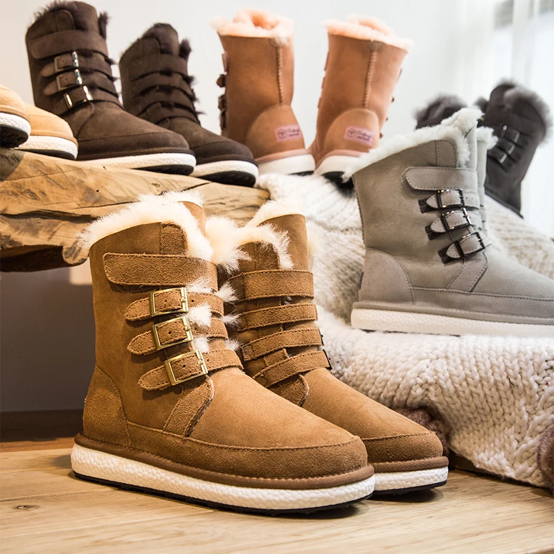 

Fall and Winter 2018 New Sheepskin Fur-in-One Snow Boots Female Korean Edition Warm and Cashmere Magic Stick Thick-soled Boots