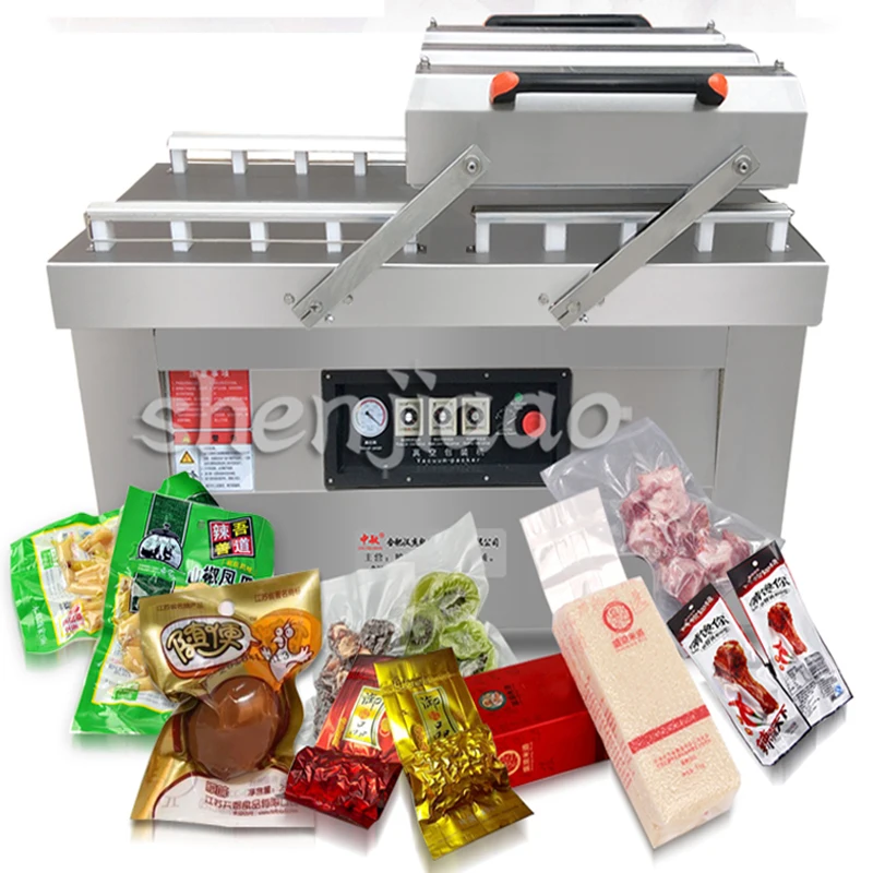 

1pc Automatic Vacuum Food Sealers dry-wet vacuum sealing machine commercial double room package vacuum sealing machine 220v/380v