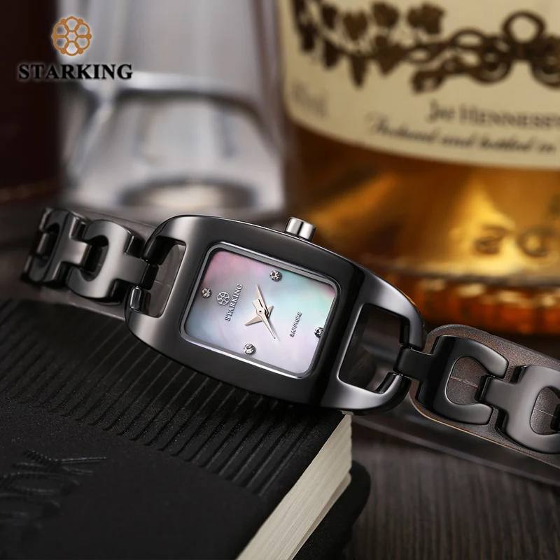 STARKING Relogio Feminino женские часы с керамикой Высокое качество модные черные 3ATM